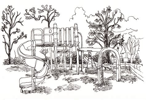 Park Sketch In Pen And Ink Rdrawing