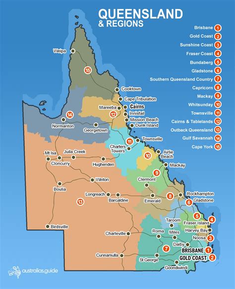 Large Detailed Map Of Queensland With Cities And Town