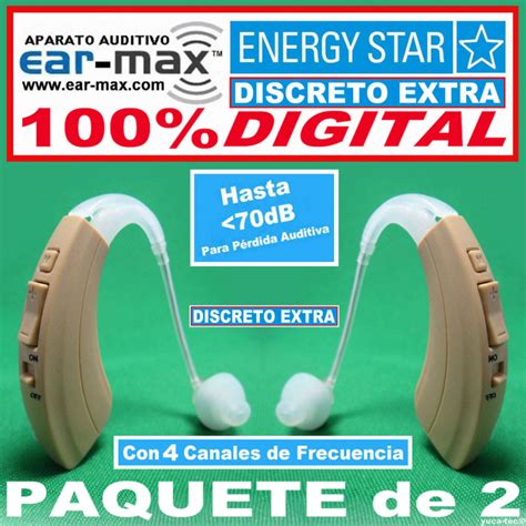 Paquete De Ear Max Energy Star Discreto Extra Aparato Auditivo Digital Con