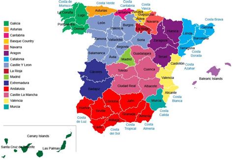 Spain Provinces Map Spain Map Regions Provinces Southern Europe
