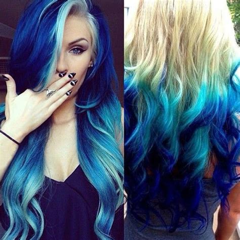 Blue Wavy Long Hairstyles With 613a White Blonde Hair Extensions Hair