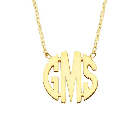 925k Sterling Silver Custom Three Letter Monogram Necklace For Women