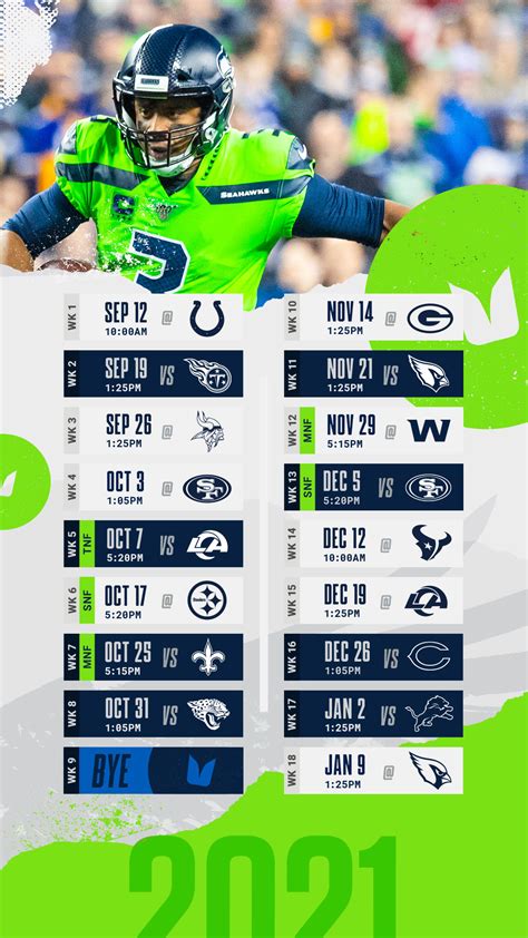 Seattle Seahawks 2022 Printable Schedule Seahawks Schedule 2021 2022