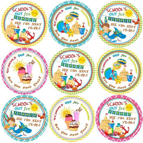 144 Schools Out For Summer Themed Teacher Reward Stickers Large