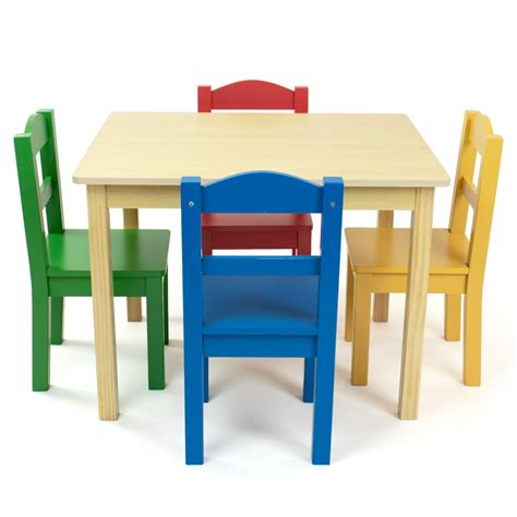 Humble Crew Kids Wood Table And 4 Chairs Set Multiple Colors Walmart