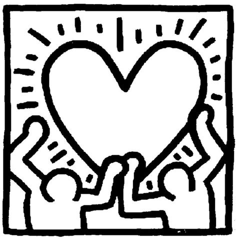 Keith haring coloring pages are a fun way for kids of all ages to develop creativity, focus, motor skills and color recognition. Keith Haring: heart | Haring art, Famous art coloring ...