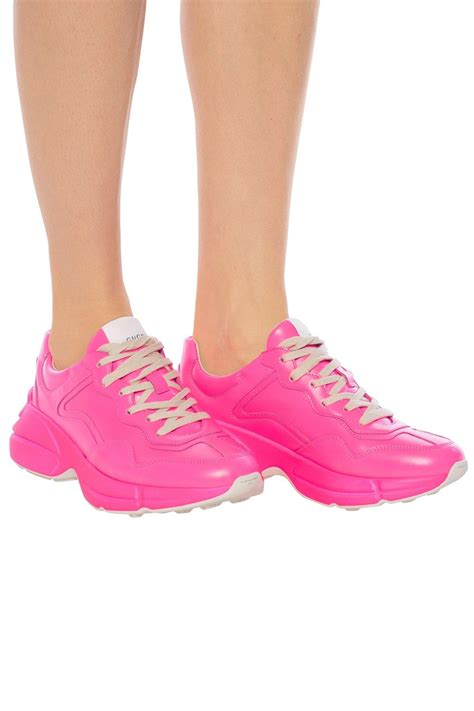 Gucci Leather Rhyton Sneakers In Neon Pink Lyst