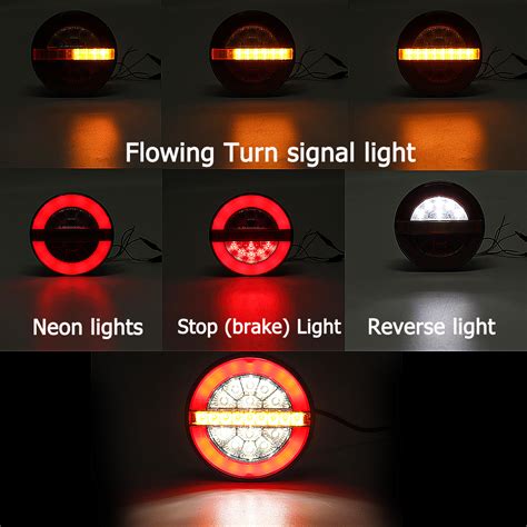 12 24v 20led Neon Hamburger Rear Tail Lights Turn Signal Reverse Lamp