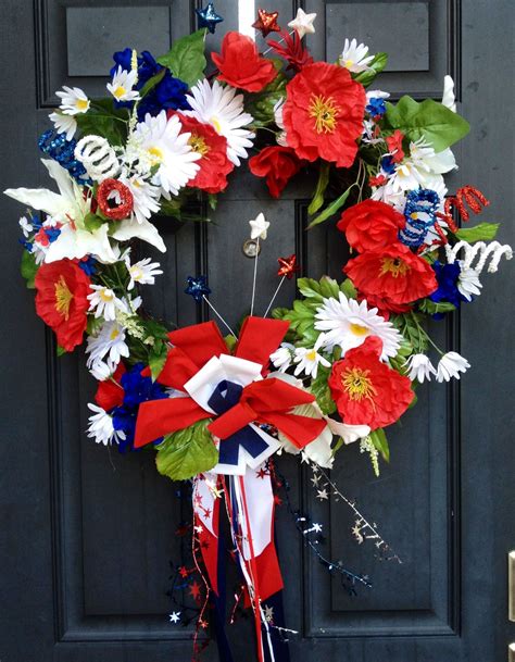 Fourth Of July Door Wreath 4th Of July Wreath Door Wreaths Floral