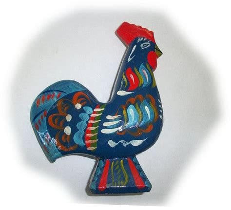 Early Vintage Carved Dala Rooster From Sweden Wooden Hen Chicken