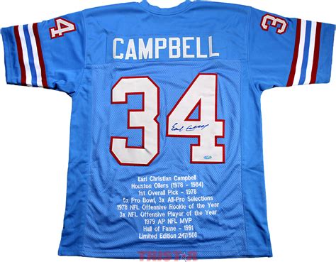 Earl Campbell Autographed Houston Oilers Stat Jersey