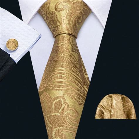 Gold Paisley Silk Tie For Men Classy Men Collection