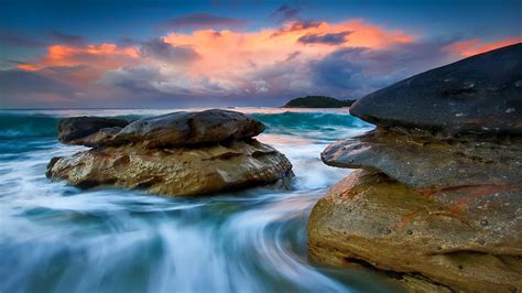 Hd Clouds Landscapes Nature Beach Rocks Shore Hdr Photography Skyscapes