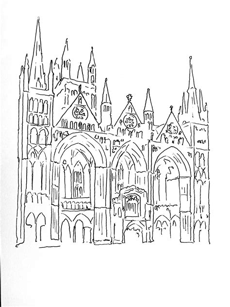 West End Of Peterborough Cathedral Drawing By Me Really Interesting