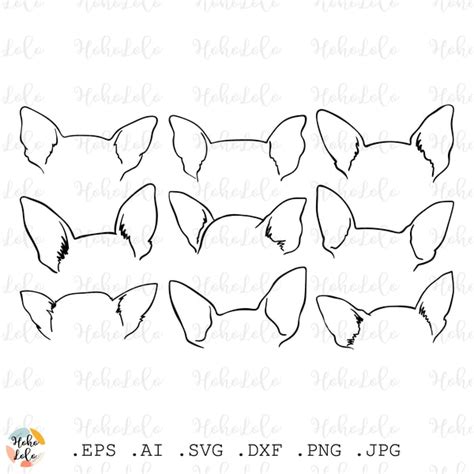 Chihuahua Ears Svg Outline Dog Cricut Files Silhouette Templ Inspire