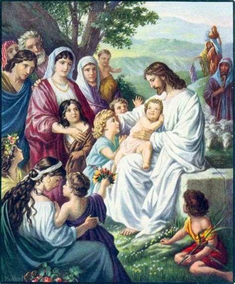 Little Children Are Brought To Jesus Matthew 1913 14 Jesus Bible