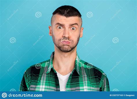 Photo Of Angry Unhappy Young Man Bad Mood Face Cheeks Blow Air Negative