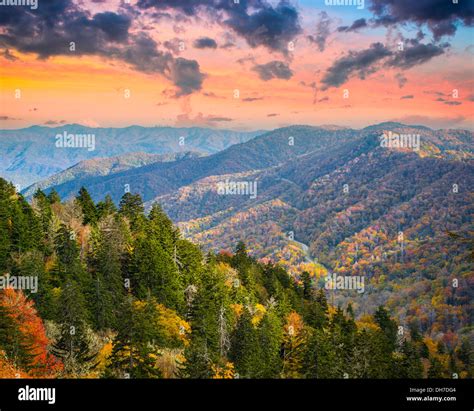 Autumn Morning In The Smoky Mountains National Park Stock Photo Alamy