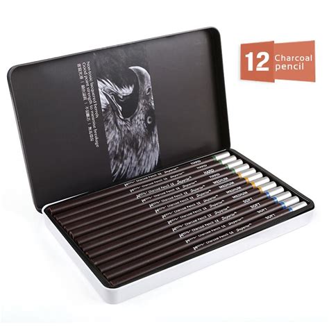 Buy Superior 12pcs Professional Hard Medium Soft Sketch Charcoal