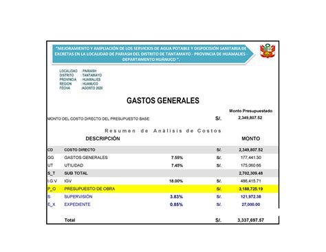 Gastos Generales Finales Expediente De Ingenieria Civil Udh Studocu