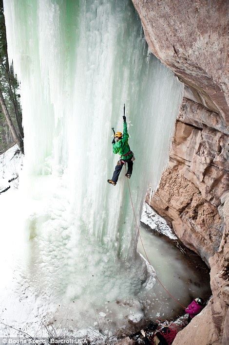 Climbers Edge Perilously Up Frozen Waterfalls Which Could Collapse At