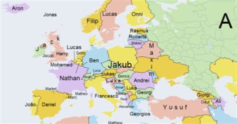 Fascinating Map Shows The Most Popular Boys Names Around The World