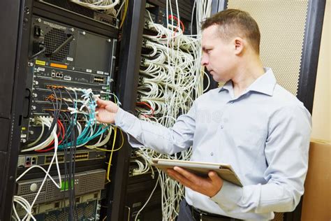 Network Engineer Admin At Data Center Stock Image Image Of Digital