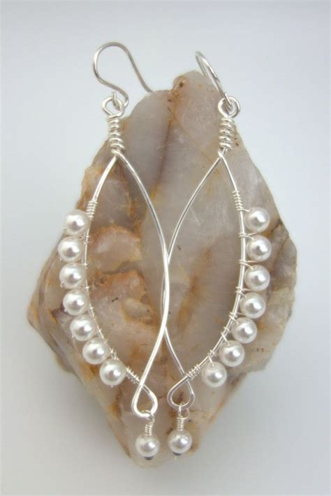 Pretty Wire Wrapped Crystal Pearl Earrings By Dewcatdesigns Handmade