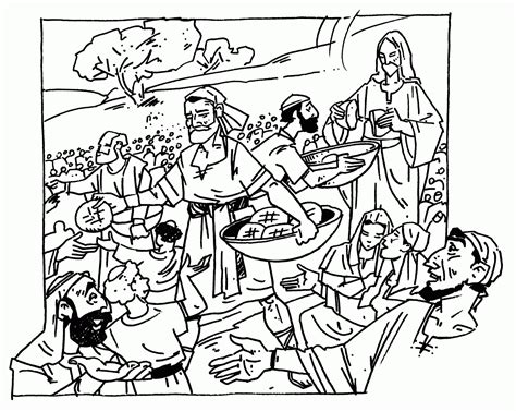Coloring Pictures Of Jesus Feeding The 5000 Coloring Home