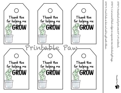 Thank You For Helping Me Grow Tags Teacher Appreciation Tags Etsy