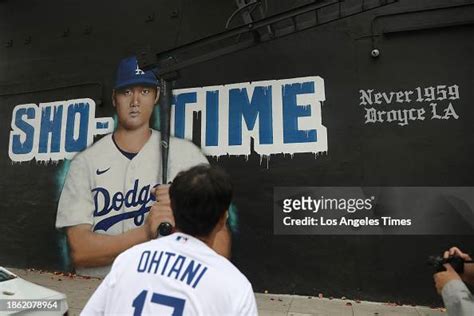 A New Mural Of Los Angeles Dodgers Player Shohei Ohtani Is Displayed