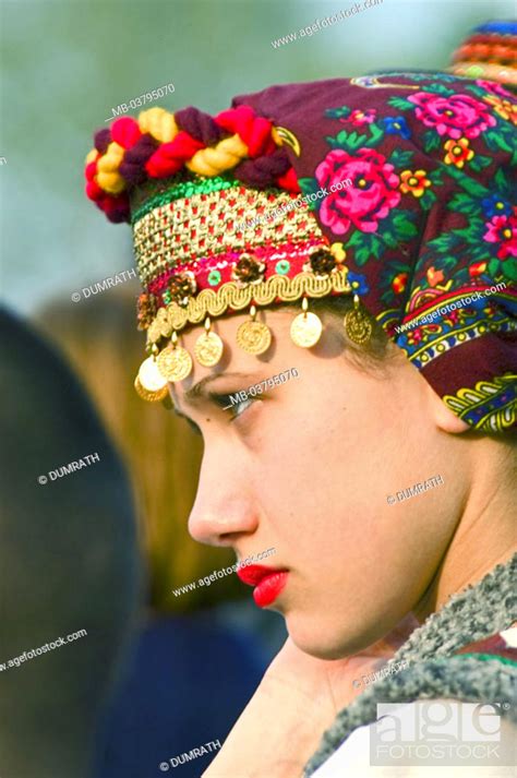 Ukraine Kiev Woman Young Traditional Costume Headdress Profile