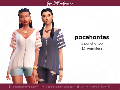 Pocahontas Top In 15 Swatches At Joliebean Sims 4 Updates
