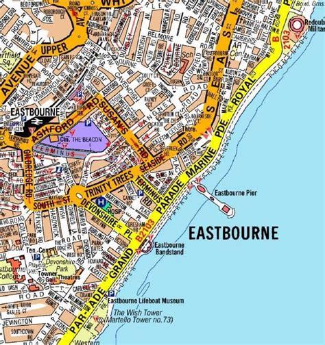 Eastbourne City Centre A Z Street Wall Map