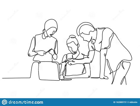 Continuous One Line Drawing Of People Discussion Concept Of Business
