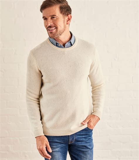 Cream Pure Lambswool Knitted Crew Neck Jumper Woolovers Au
