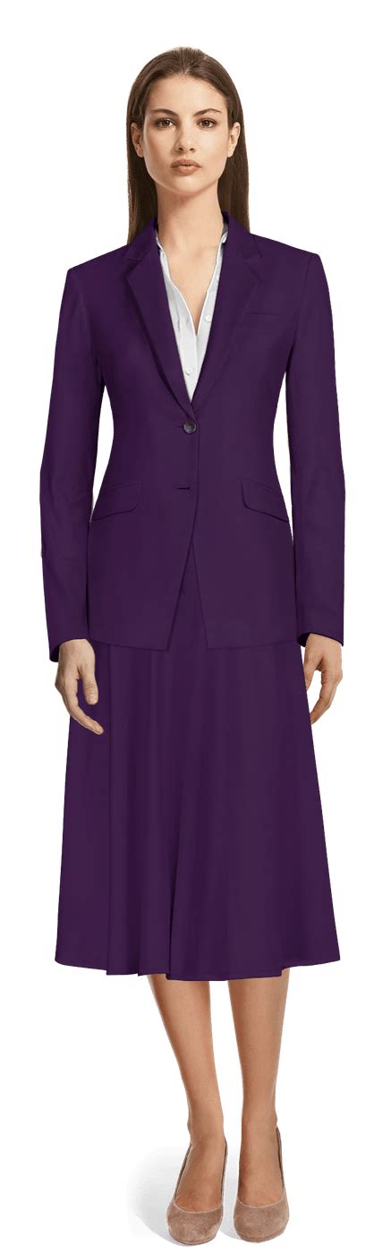 Purple Midi Flared Skirt Suit Sumissura