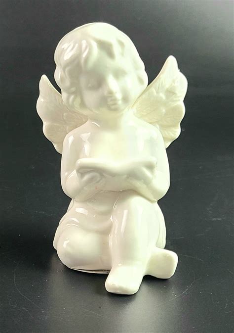 Vintage Ceramic Angel Cherub Cute Figurine White Etsy