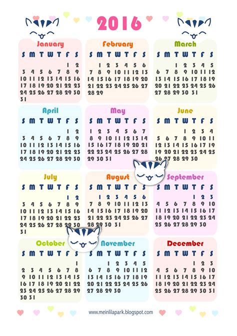 Calendars include common holidays, occasions, dated events, and are ready to print on letter, ledger, a3, or a4 paper. Free printable 2016 kawaii calendar - ausdruckbarer ...