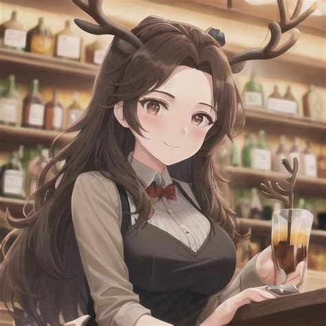 A Deer Centaur Woman With Dark Brown Hair And Antler Openart