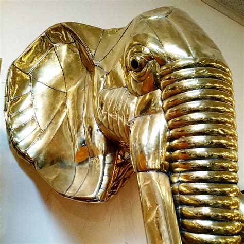 1970s Lifesize Brass Elephant Wall Sculpture By Sergio Bustamante At