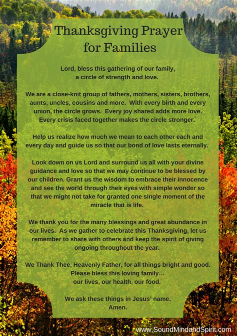 Blessings Of Thanksgiving For Families