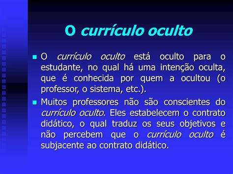 O Que é Curriculo Oculto