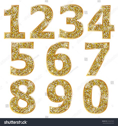 Golden Metallic Shiny Numbers Stock Vector Royalty Free 222627625