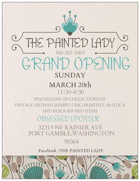 The Painted Lady Grand Opening 32016 Grand Opening Place Card