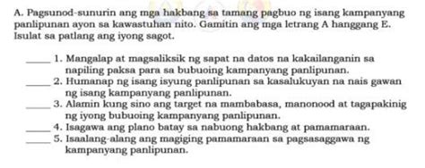 A Pagsunod Sunurin Ang Mga Hakbang Sa Tamang Pagbuo Ng Isang