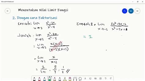 Ayo menentukan limit fungsi aljabar di satu titik 1. Limit Fungsi Faktorisasi : Tentukan Nilai Limit Fungsi ...