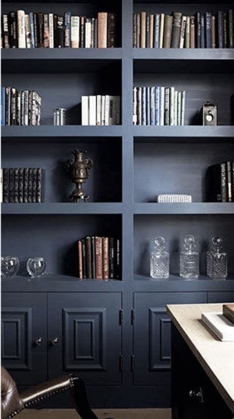 Perfect Blue Paint For Bookshelves Home Office Design Built In