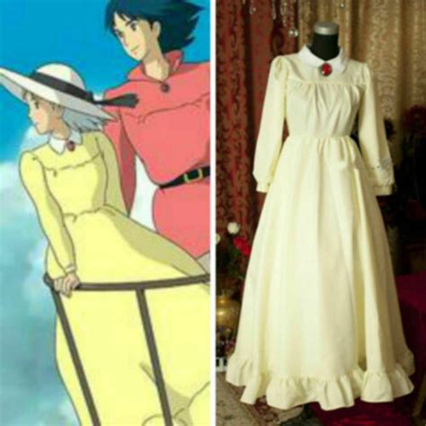Hot Howl S Moving Castle Sophie Hatter Yellow Dress Cosplay Costume Ebay