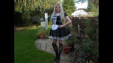 Young Crossdresser As French Maid Again Outside Youtube